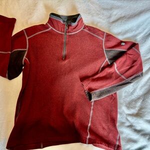 Kuhl Men's Burgundy and Charcoal Zip-Up Sweater